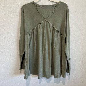 Elegant Olive Long Sleeve Women's Top